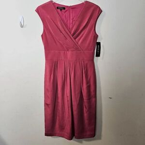 Lafayette 148 New York Surplice V Neck Sleeveless Silk Stretch Midi Dress NWT Wo